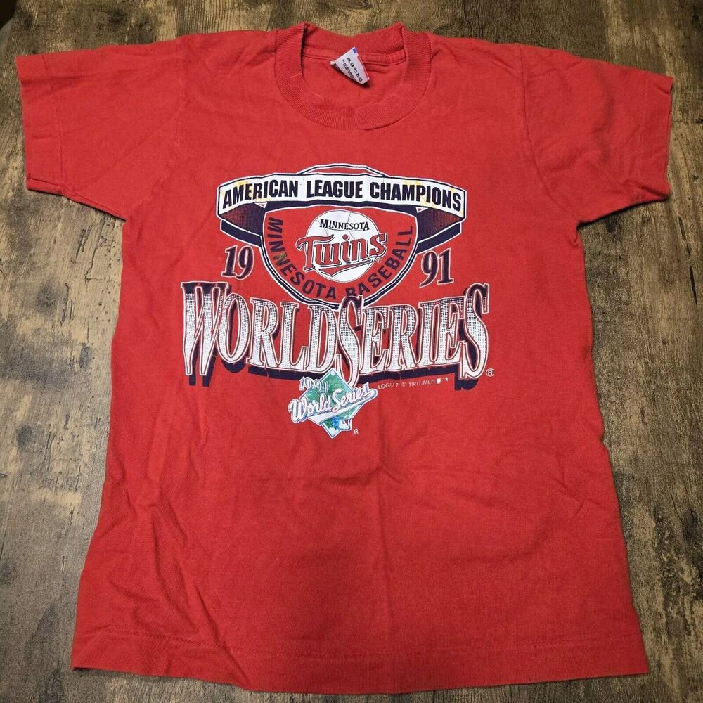 Vintage 1991 Minnesota Twins Single Stitch T-Shirt -‎ Boys L 14-16 MLB USA
